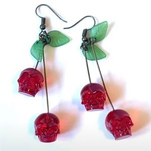 *NEW* Skull Cherry Dangle Earrings